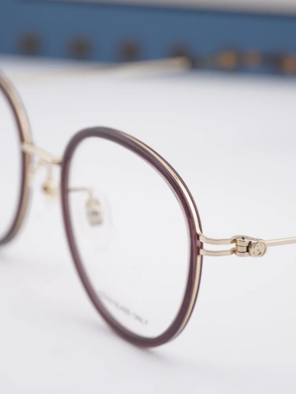 Gucci GG1851OA 007 Round Eyeglasses 50mm - Brown / Gold